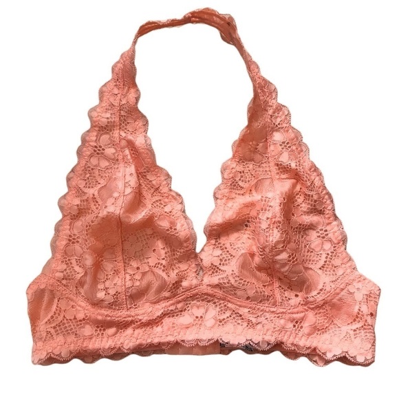 Intimately Free People Light Orange Lace Halter Bralette NWT Small - Picture 1 of 5